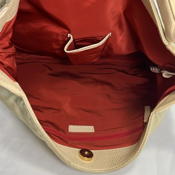 Dooney & Bourke Tan/Cream Hobo Satchel Bag, Nylon & Leather - Picture 13 of 16